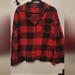 Old Navy Red and Black Plaid Flannel Shirt And Pants